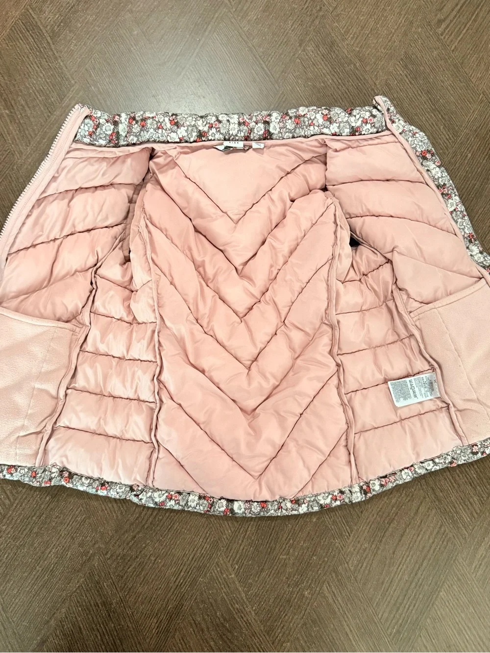 GAP Girls Quilted Floral Puffy Vest - Pink/Gray/White